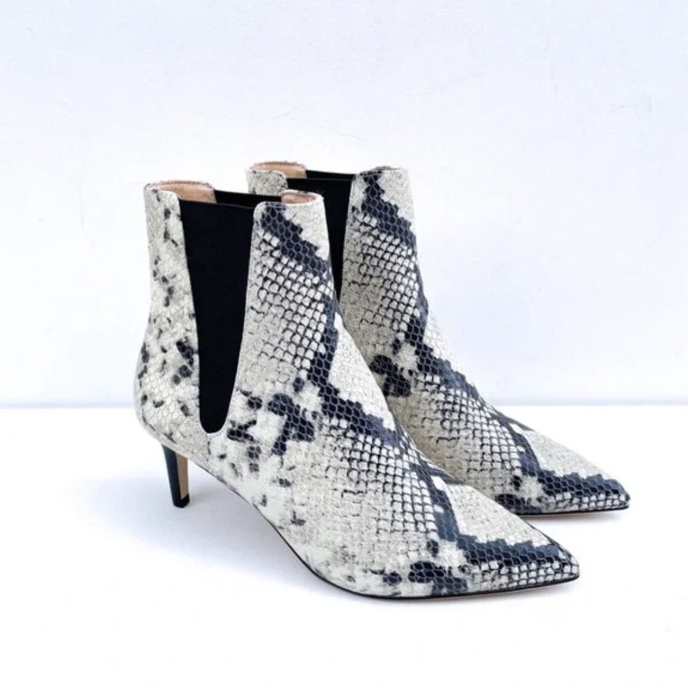 Joie Snakeskin Pattern Kitten Heel Ankle Boots